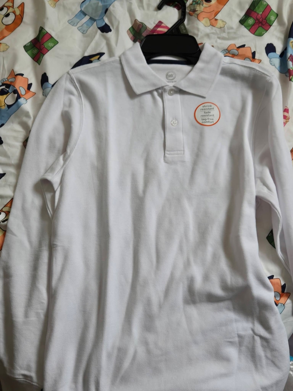 Kids White Long-Sleeve Polo Shirt